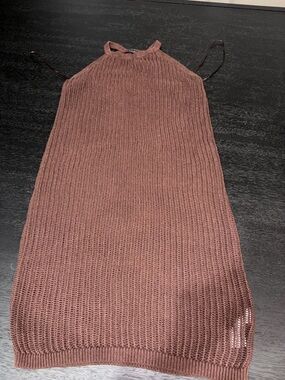 Sleeveless Knit Halter midi beach coverup